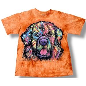 The Mountain Dean Russo Dog Pop Art Tie Dye Orange T-Shirt Mens Medium 2015